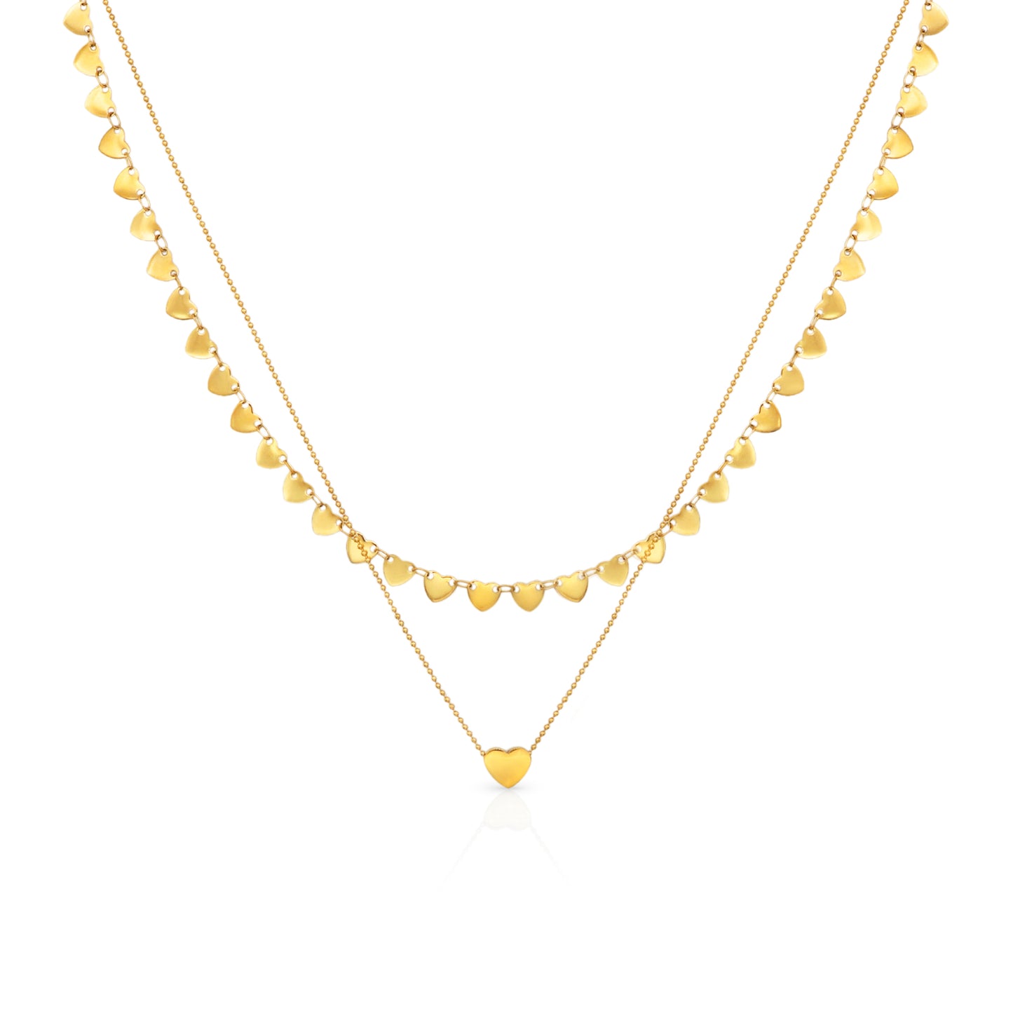 The Heart of Hearts Double Chain Gold Necklace