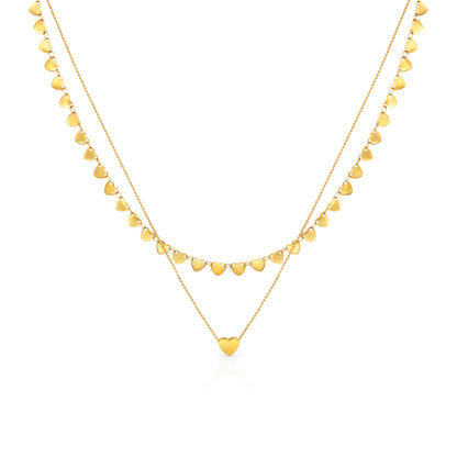 The Heart of Hearts Double Chain Gold Necklace
