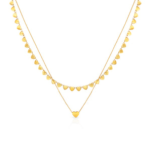 The Heart of Hearts Double Chain Gold Necklace