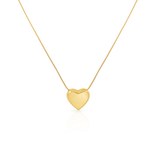 The Stole Your Heart Puff Gold Necklace