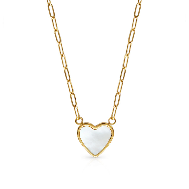 The Mother of Pearl Heart Lola Gold Necklace
