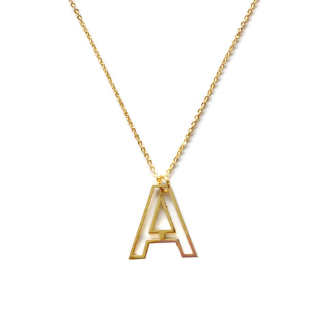 Alphabet Letter Necklace - Gold Silhouette