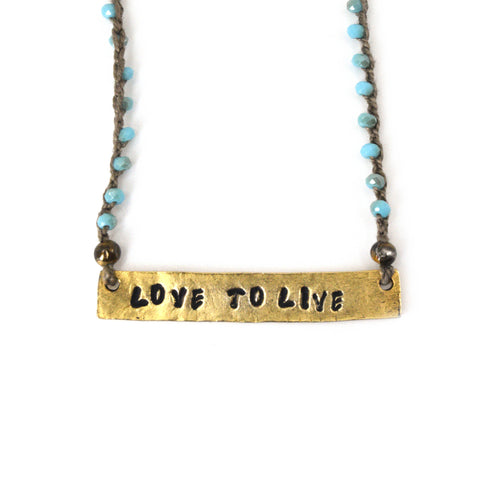 Beaded Love To Live Plaque Necklace