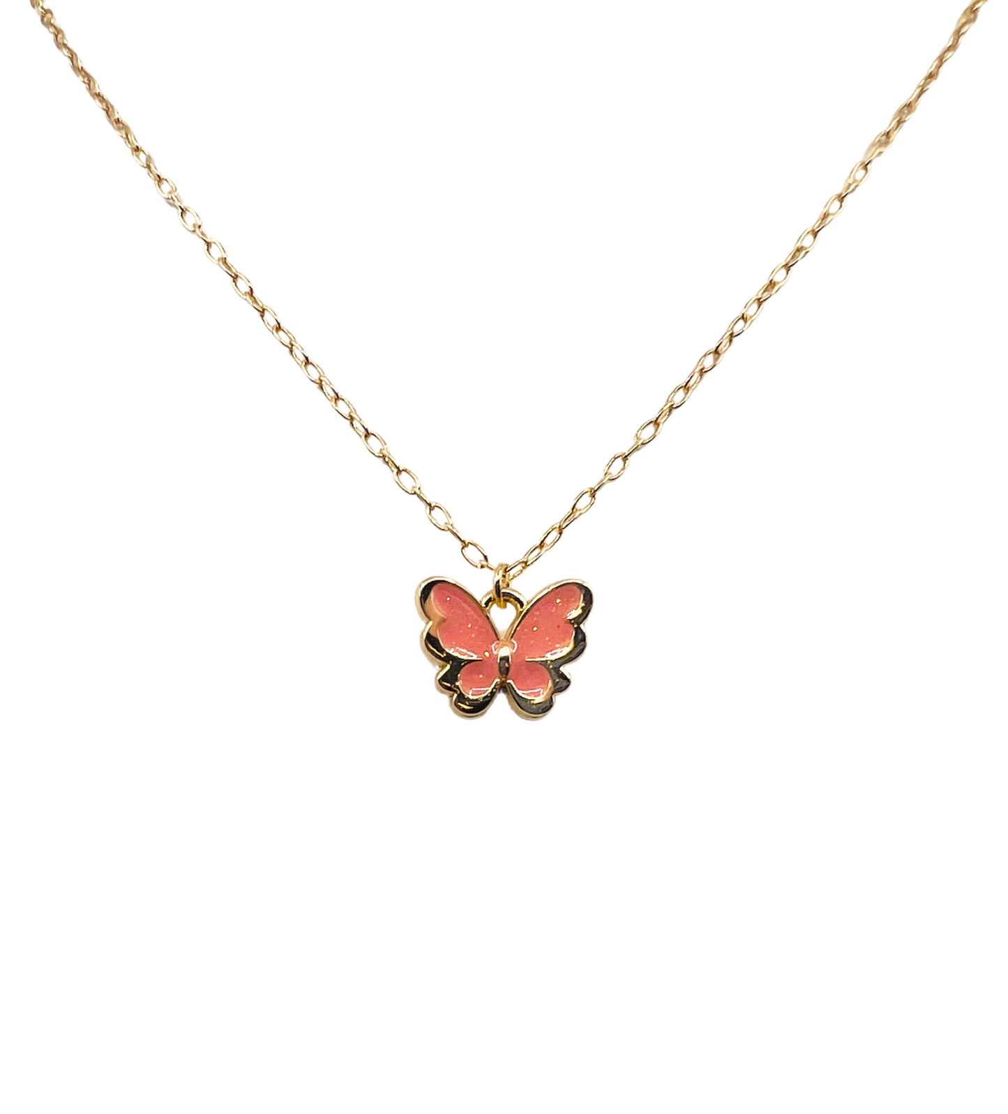 Colorful Butterfly Gold Necklace