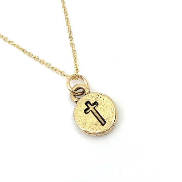 The Rustic Go With Grace Gold Cross Necklace