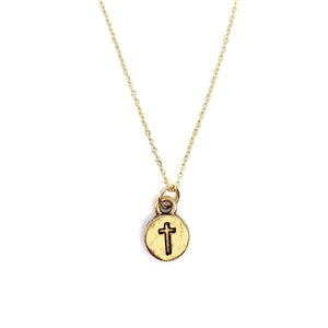 The Rustic Go With Grace Gold Cross Necklace
