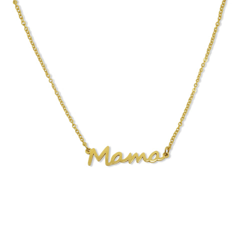 Mama Necklace in Gold Script