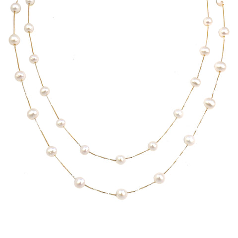 The Elizabeth Pearl Necklace - Gold Coated & Freshwater Pearls