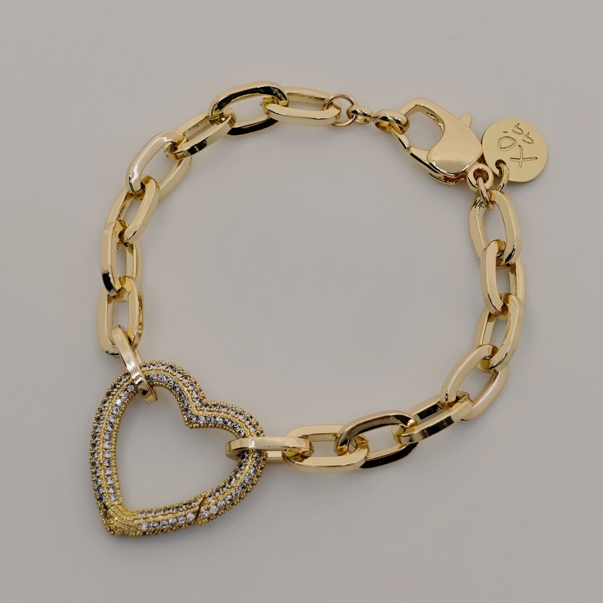 Ibiza Pavé Crystal Gold Heart Bracelet