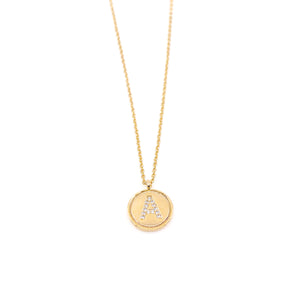 Alphabet Letter Necklace - Gold Sparkle Circle