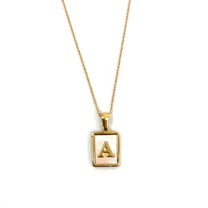 Alphabet Letter Necklace - Gold Mother of Pearl