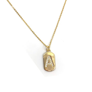 Alphabet Letter Necklace - Gold & Crystals Tag