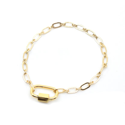 Lock It Down Gold Cable Link Bracelet