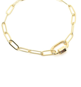 Lock It Down Gold Paperclip Chain Link Bracelet