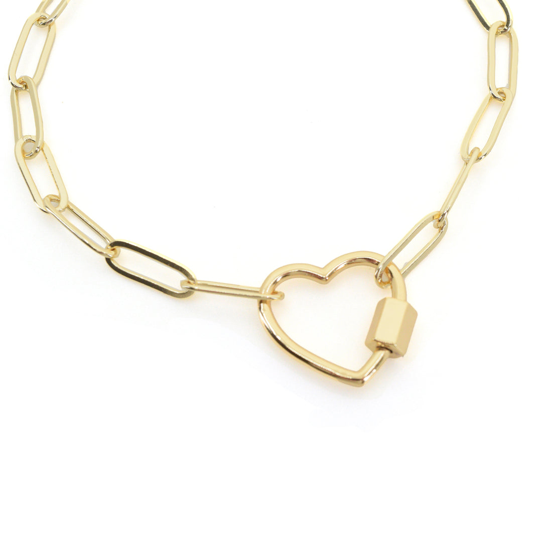 Gold Paperclip Chain Bracelet - Charms