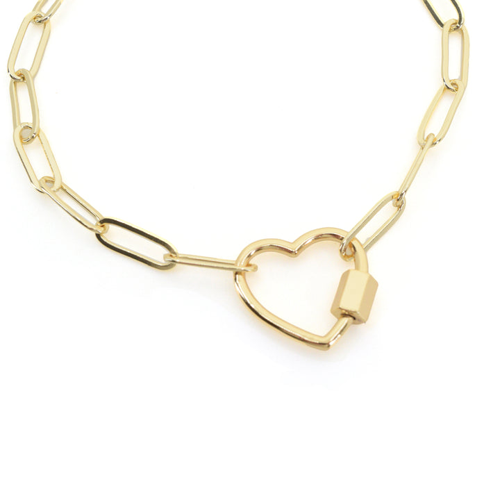 Gold Paperclip Chain Bracelet - Charms