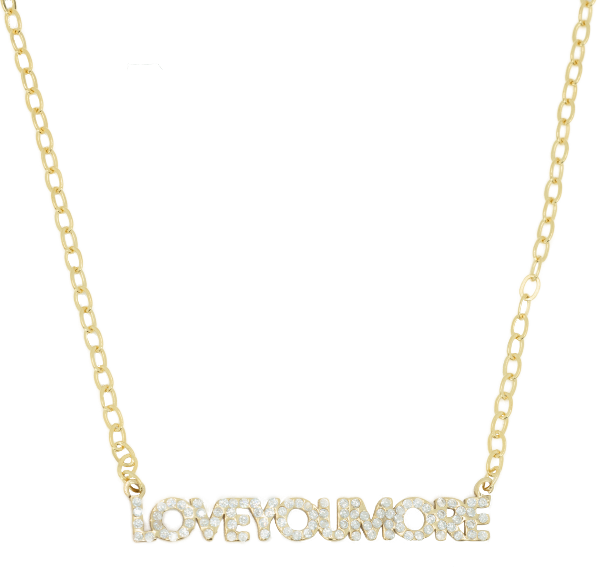 Love You More Gold Horizontal Necklace Bling