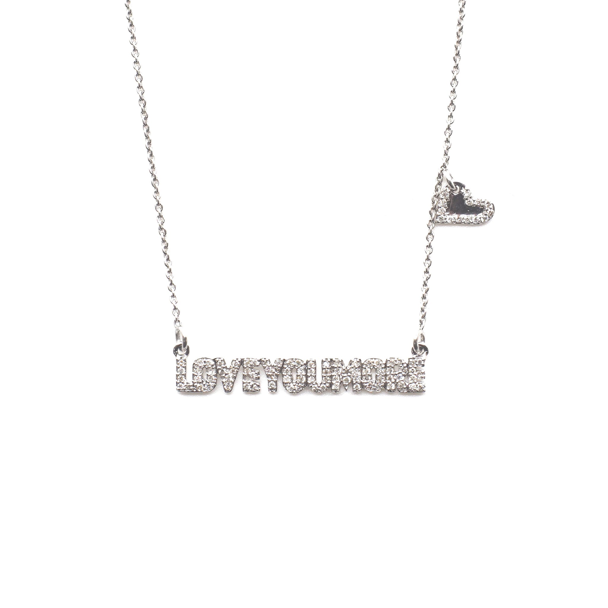 The Love You More Bar Necklace in White Diamond & 14K White Gold
