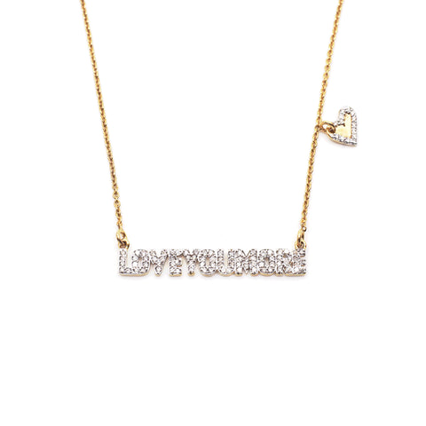 The Love You More Bar Necklace in White Diamond & 14K Gold
