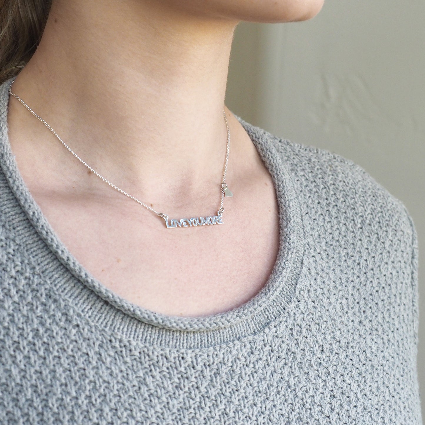 The Love You More Bar Necklace in Sterling Silver