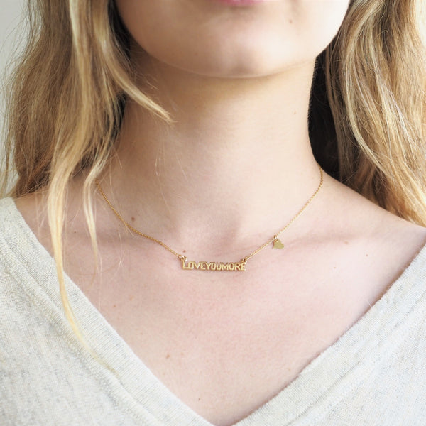 The Love You More Bar Necklace in 10K & 14K Gold
