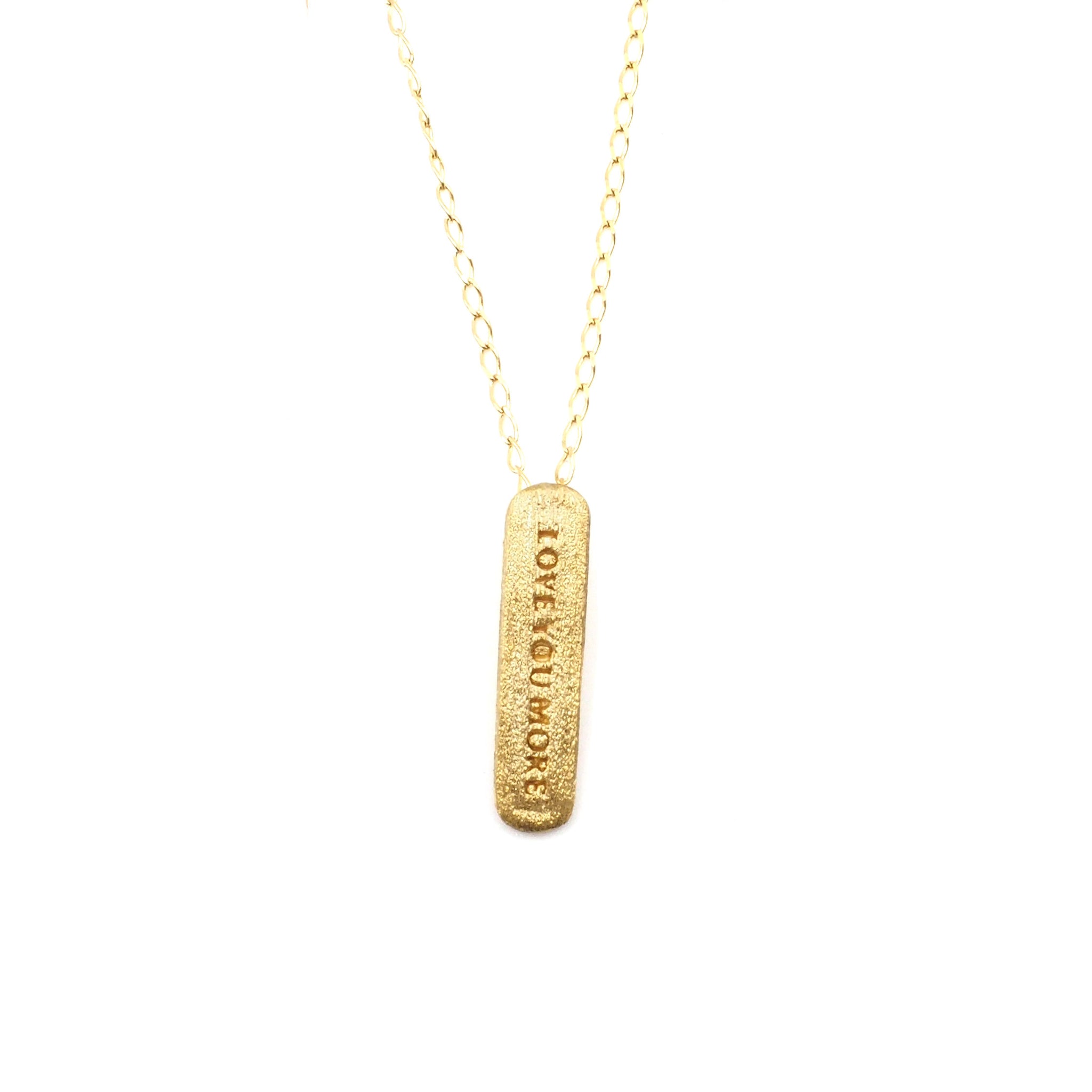 Love You More Vertical Charm Necklace in 10K & 14K Gold