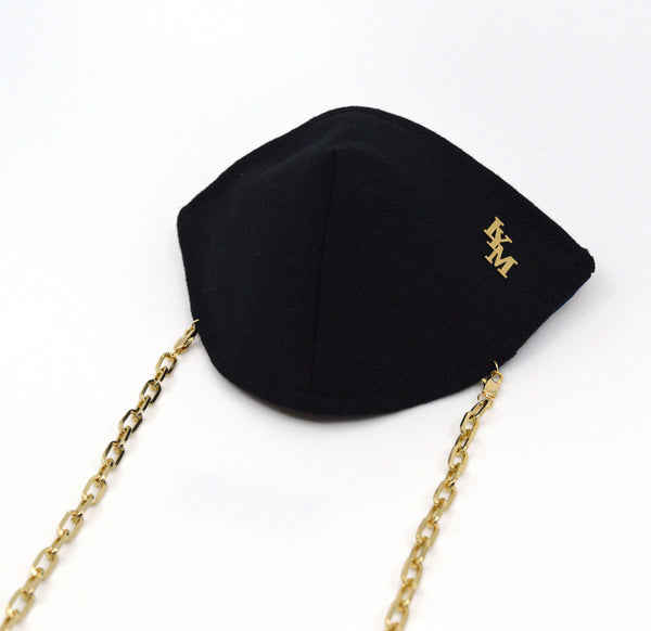 Chic Black Face Mask with Gold Chain - Supports Non-Profits