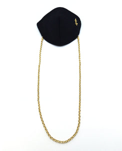 Chic Black Face Mask with Gold Chain - Supports Non-Profits