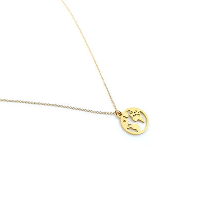 Love You More World Necklace in Gold