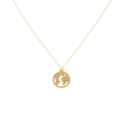 Love You More World Necklace in Gold