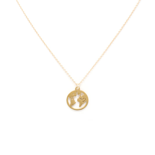 Love You More World Necklace in Gold