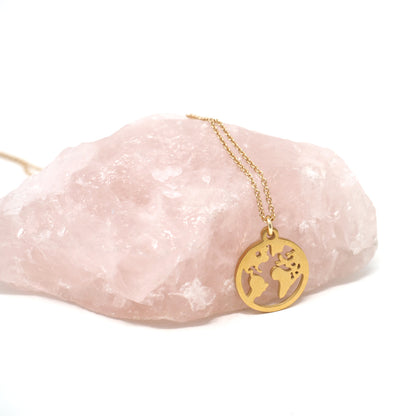 Love You More World Necklace in Gold