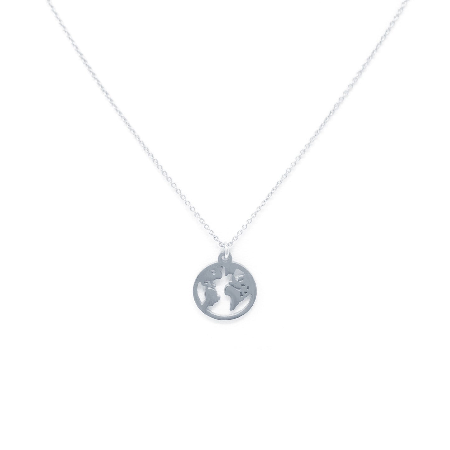 Love You More World Necklace in Silver