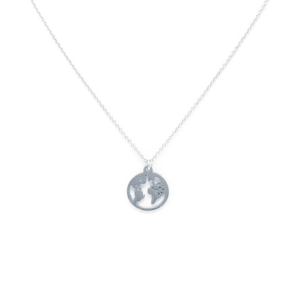 Love You More World Necklace in Silver