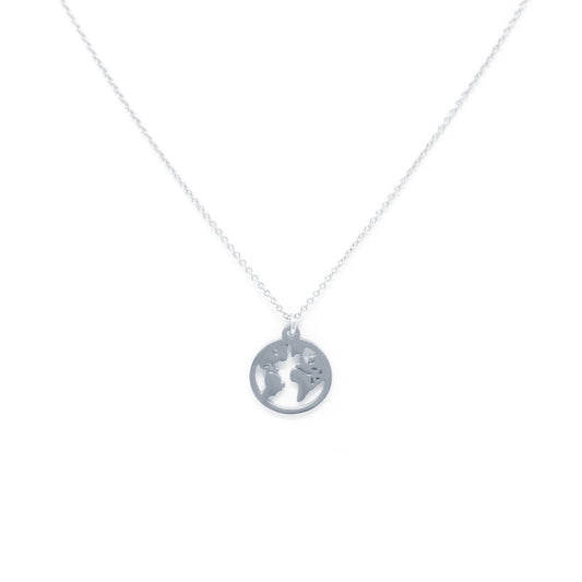 Love You More World Necklace in Silver
