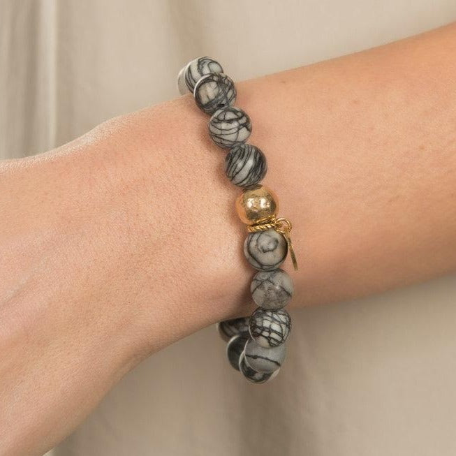 The Luna Bracelet in Grey Marble