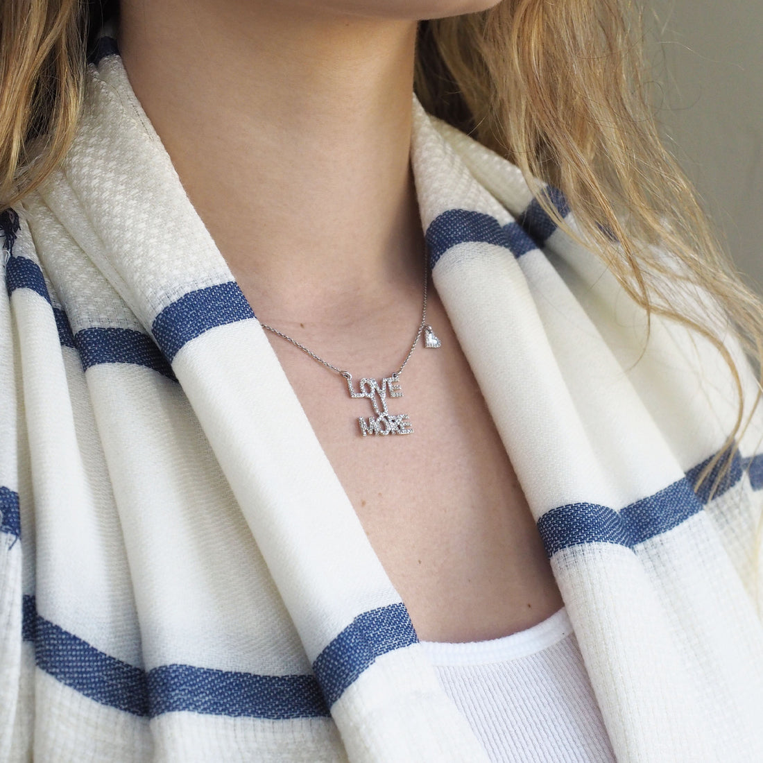Love You More Sunrise Necklace in Diamonds & 14K White Gold
