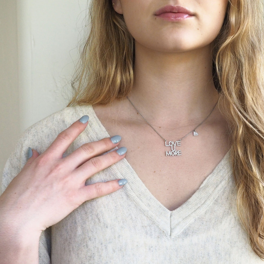 Love You More Sunrise Necklace in Diamonds & 14K White Gold