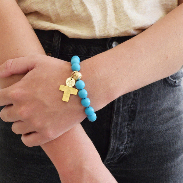 The Luna Bracelet in Teal with Cross