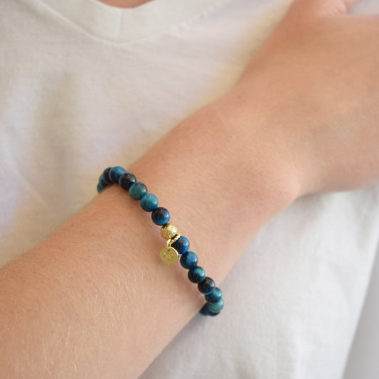 The Luna Bracelet in Peacock Blue Tiger Eye