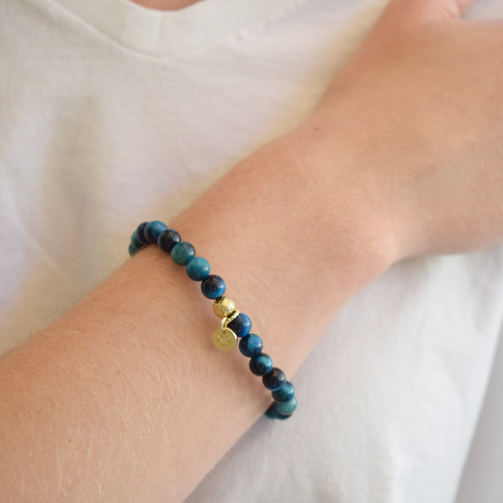 The Luna Bracelet in Peacock Blue Tiger Eye