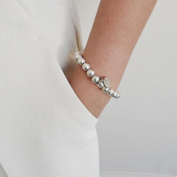 The Luna Bracelet in Silver Coated Lava Rock