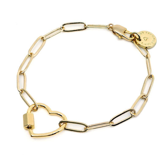 Gold Paperclip Chain Bracelet - Charms