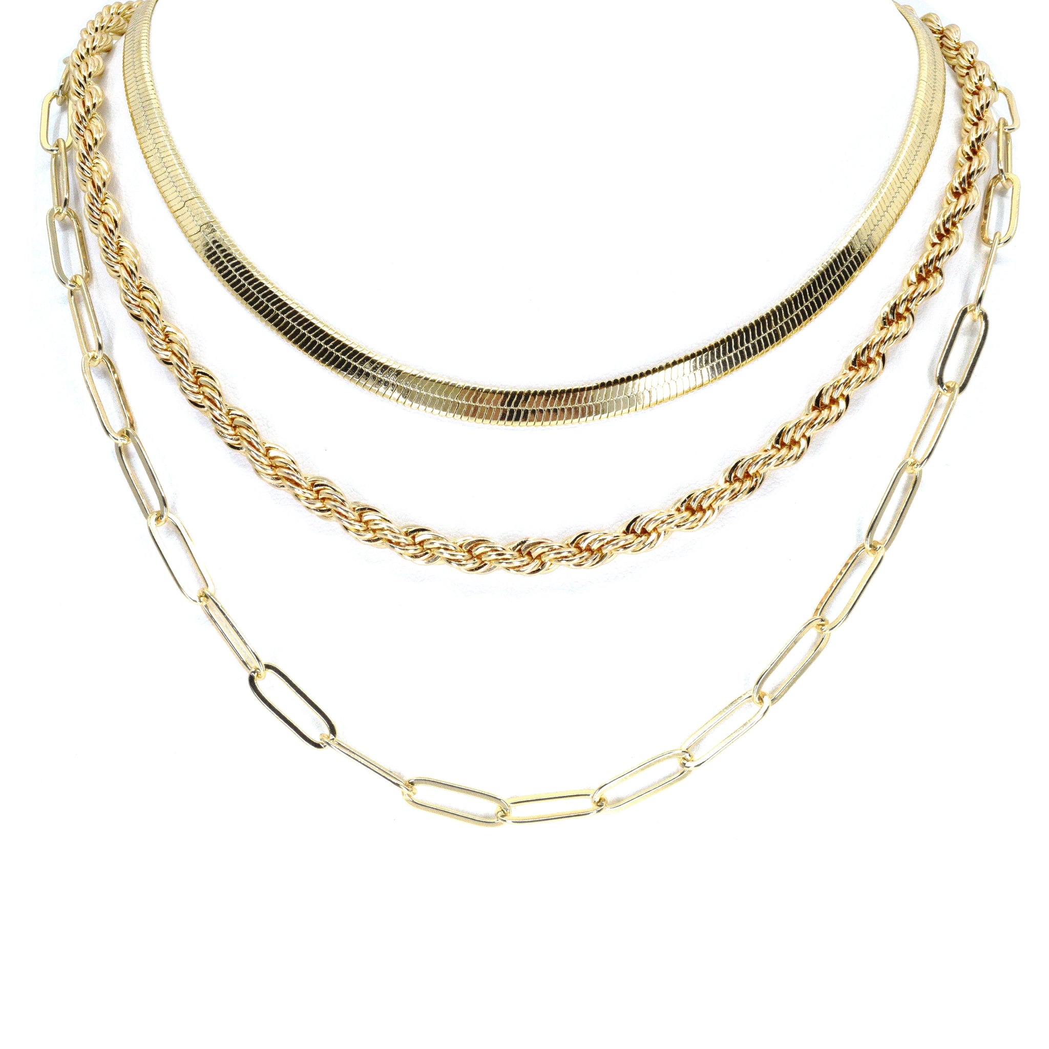 Set & Stones Layered Necklace Detangler in Gold