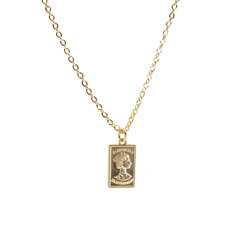 Queen Elizabeth Gold Bar Necklace