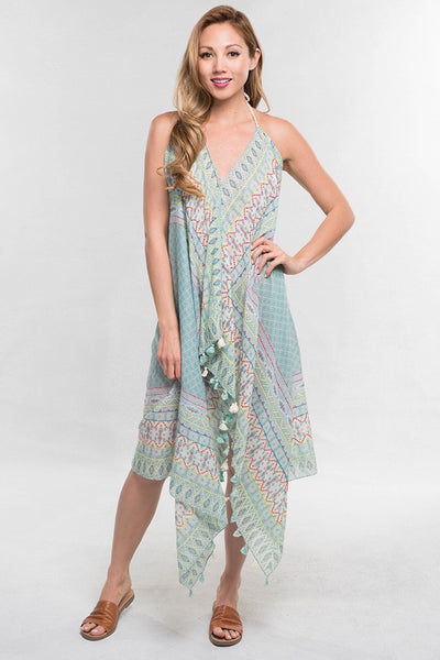 Scarf Tie Back Halter Dress & Beach Cover Up