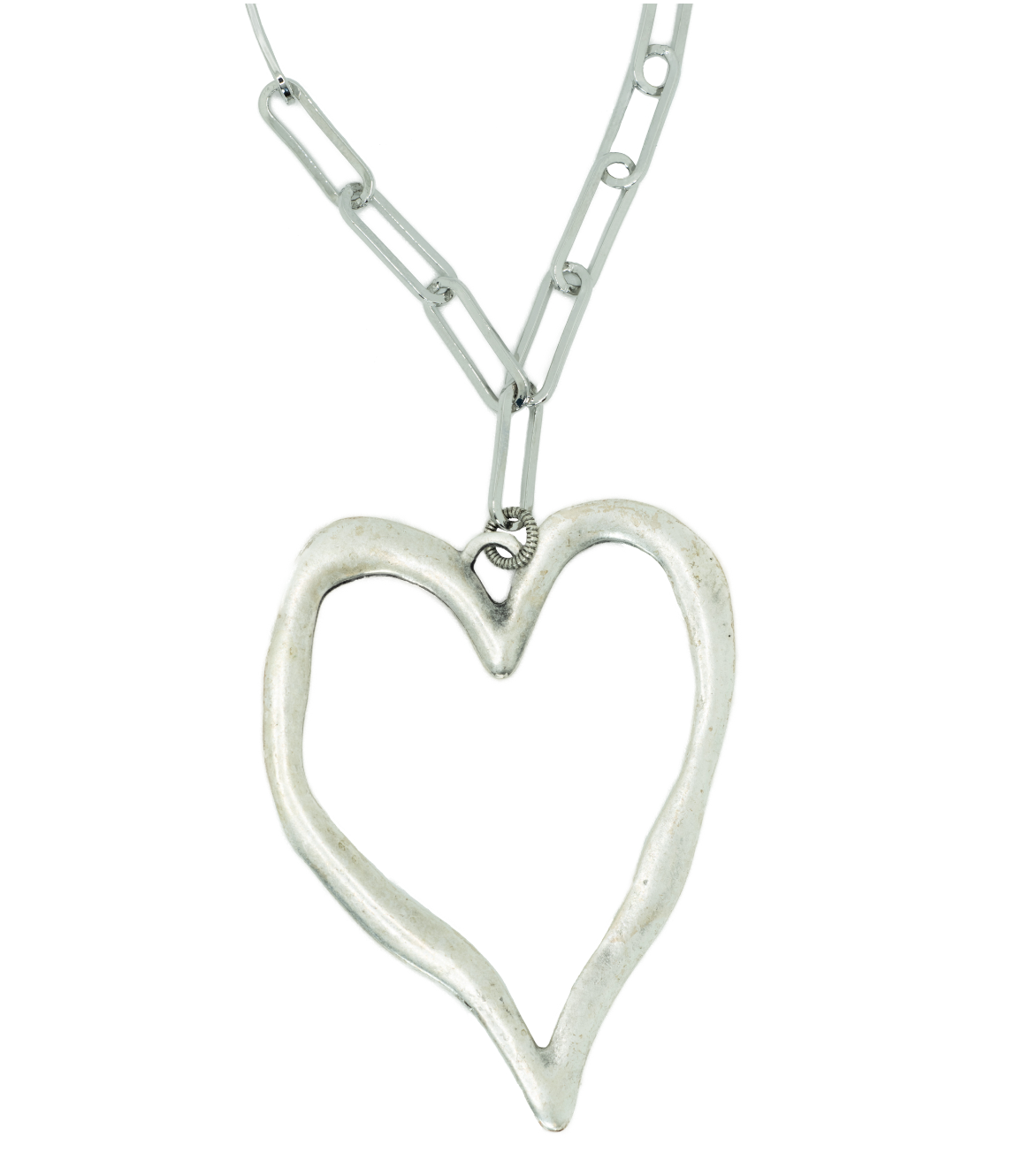 Large silver heart pendant necklace online
