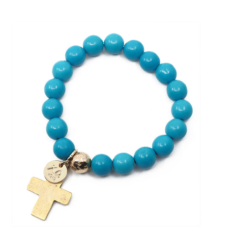 The Luna Bracelet in Teal with Cross