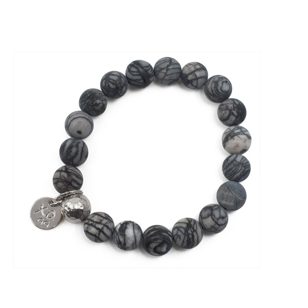 Leather Bracelet Black/Grey With Sterling Silver Beads – Trollbeads India