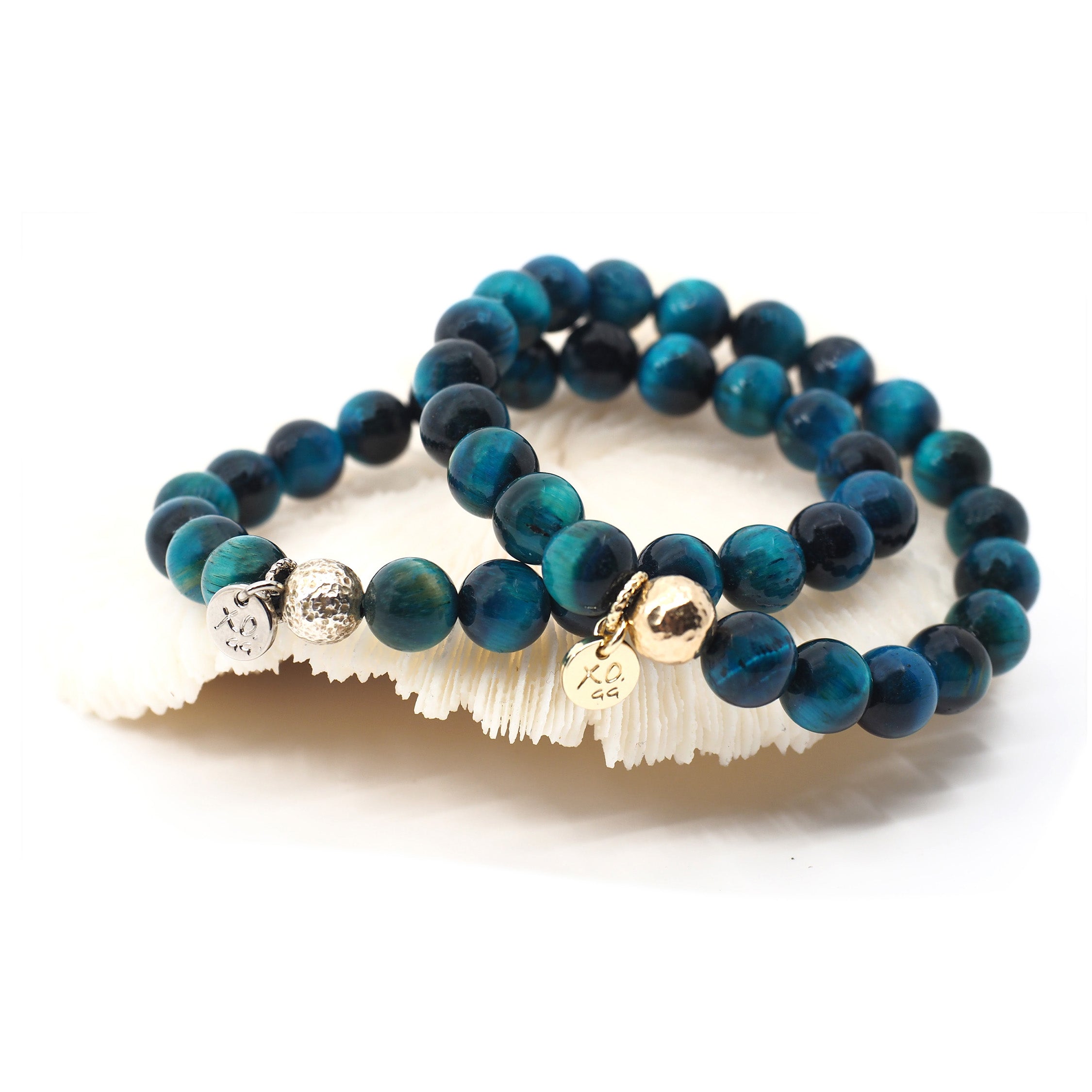 The Luna Bracelet in Peacock Blue Tiger Eye